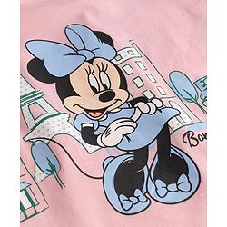 Babyhug Disney Single Jersey Knit Full Sleeves T-Shirt & Pajama Night Suit with Minnie Mouse Graphics - Light Pink