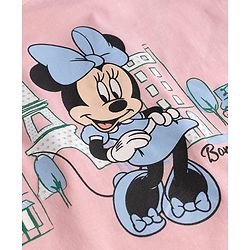 Babyhug Disney Single Jersey Knit Full Sleeves T-Shirt & Pajama Night Suit with Minnie Mouse Graphics - Light Pink