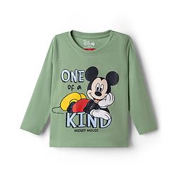 Babyhug Disney 100% Cotton Knit Full Sleeves T-Shirt & Pyjama Night Suit With Mickey Mouse Graphic - Green