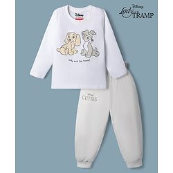 Babyhug Disney Single Jersey Knit Full Sleeves T-shirt & Pyjama Night Suit With Lady and the Tramp Graphic -grey