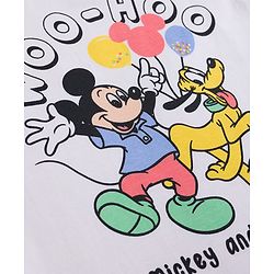 Babyhug Disney 100% Cotton Knit Full Sleeves T-Shirt & Pyjama Night Suit With Mickey Mouse Graphic - White