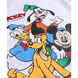 Babyhug Disney 100% Cotton Knit Full Sleeves T-Shirt & Pyjama Night Suit With Mickey & Family Graphic - Blue