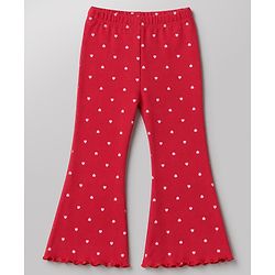 Babyhug Cotton Lycra Knit Full Length Striped & Hearts Printed Leggings Pack Of 3 - Red Pink & White