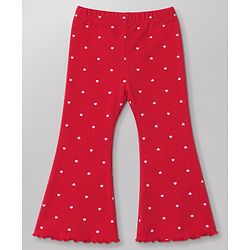 Babyhug Cotton Lycra Knit Full Length Striped & Hearts Printed Leggings Pack Of 3 - Red Pink & White