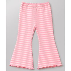 Babyhug Cotton Lycra Knit Full Length Striped & Hearts Printed Leggings Pack Of 3 - Red Pink & White