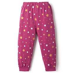 Babyhug Disney Single Jersey Knit Full Sleeves T-Shirt & Pyjama Night Suit with Minnie Mouse Graphic - Dark Pink