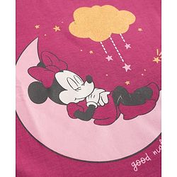 Babyhug Disney Single Jersey Knit Full Sleeves T-Shirt & Pyjama Night Suit with Minnie Mouse Graphic - Dark Pink