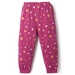 Babyhug Disney Single Jersey Knit Full Sleeves T-Shirt & Pyjama Night Suit with Minnie Mouse Graphic - Dark Pink