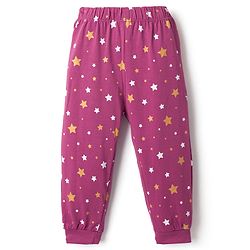 Babyhug Disney Single Jersey Knit Full Sleeves T-Shirt & Pyjama Night Suit with Minnie Mouse Graphic - Dark Pink