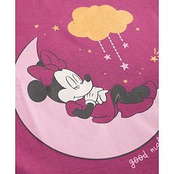 Babyhug Disney Single Jersey Knit Full Sleeves T-Shirt & Pyjama Night Suit with Minnie Mouse Graphic - Dark Pink