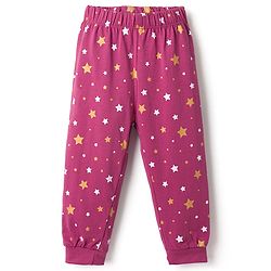 Babyhug Disney Single Jersey Knit Full Sleeves T-Shirt & Pyjama Night Suit with Minnie Mouse Graphic - Dark Pink