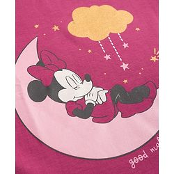 Babyhug Disney Single Jersey Knit Full Sleeves T-Shirt & Pyjama Night Suit with Minnie Mouse Graphic - Dark Pink