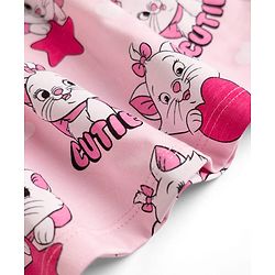Babyhug Disney Single Jersey Knit Frock with Full Sleeves and Marie Graphic - Light Pink