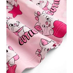 Babyhug Disney Single Jersey Knit Frock with Full Sleeves and Marie Graphic - Light Pink