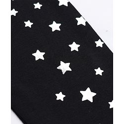 Babyhug Cotton Lycra Knit Slim Fit Full Length Leggings with Stars Foil Print in Black