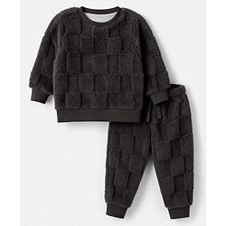 Babyhug Fur Woven Full Sleeves WInter Wear Suit - Grey