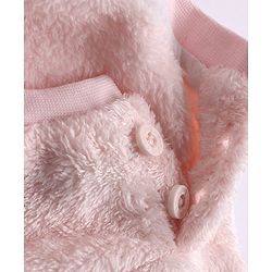 Babyhug Fur Woven Full Length Winter Wear Suit With Heart Patch - Pink
