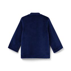Babyhug Full Sleeves Fur Woven Full Length WInter Wear Suit With Text Print - Navy Blue
