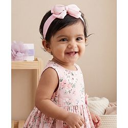 Babyhug Headbands Free Size With Bow & Lace Applique - Pink & Purple