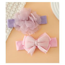Babyhug Headbands Free Size With Bow & Lace Applique - Pink & Purple