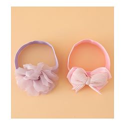 Babyhug Headbands Free Size With Bow & Lace Applique - Pink & Purple