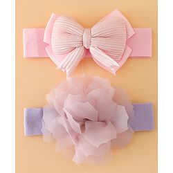 Babyhug Headbands Free Size With Bow & Lace Applique - Pink & Purple