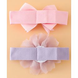 Babyhug Headbands Free Size With Bow & Lace Applique - Pink & Purple