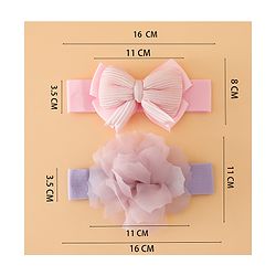 Babyhug Headbands Free Size With Bow & Lace Applique - Pink & Purple