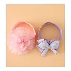 Babyhug Headbands Free Size With Bow & Lace Applique - Pink & Purple