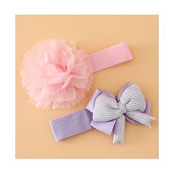 Babyhug Headbands Free Size With Bow & Lace Applique - Pink & Purple