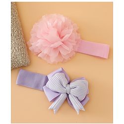 Babyhug Headbands Free Size With Bow & Lace Applique - Pink & Purple