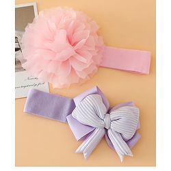 Babyhug Headbands Free Size With Bow & Lace Applique - Pink & Purple