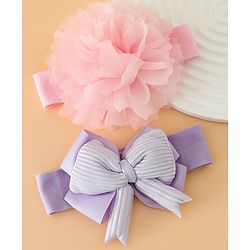 Babyhug Headbands Free Size With Bow & Lace Applique - Pink & Purple