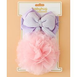 Babyhug Headbands Free Size With Bow & Lace Applique - Pink & Purple