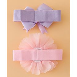 Babyhug Headbands Free Size With Bow & Lace Applique - Pink & Purple