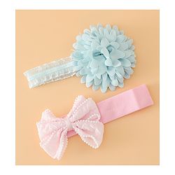 Babyhug Headbands Free Size With Bow & Floral Applique Pack Of 2 - Pink & Blue