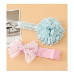 Babyhug Headbands Free Size With Bow & Floral Applique Pack Of 2 - Pink & Blue