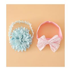 Babyhug Headbands Free Size With Bow & Floral Applique Pack Of 2 - Pink & Blue