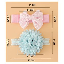 Babyhug Headbands Free Size With Bow & Floral Applique Pack Of 2 - Pink & Blue