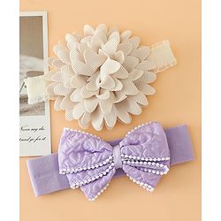Babyhug Headbands Free Size With Bow & Floral Applique Pack Of 2 - Pink & Blue