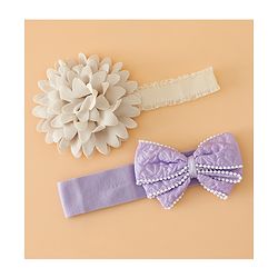 Babyhug Headbands Free Size With Bow & Floral Applique Pack Of 2 - Pink & Blue