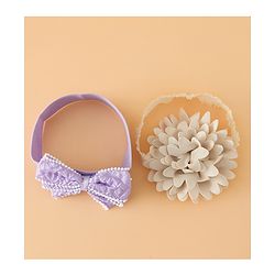 Babyhug Headbands Free Size With Bow & Floral Applique Pack Of 2 - Pink & Blue
