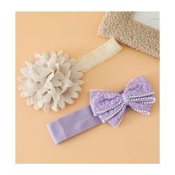 Babyhug Headbands Free Size With Bow & Floral Applique Pack Of 2 - Pink & Blue