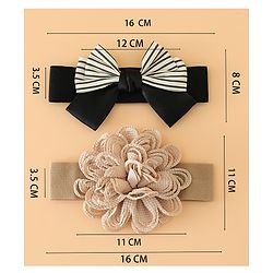 Babyhug Headbands Free Size With Bow & Floral Applique Pack Of 2 - Black & Khaki