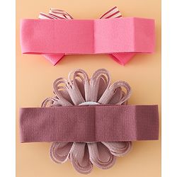 Babyhug Headbands Free Size With Bow & Floral Applique Pack Of 2 - Black & Khaki