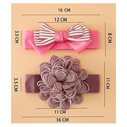 Babyhug Headbands Free Size With Bow & Floral Applique Pack Of 2 - Black & Khaki