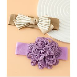 Babyhug Headbands Free Size With Bow & Floral Applique Pack Of 2 - Black & Khaki