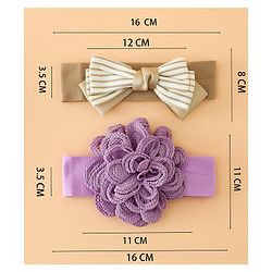 Babyhug Headbands Free Size With Bow & Floral Applique Pack Of 2 - Black & Khaki