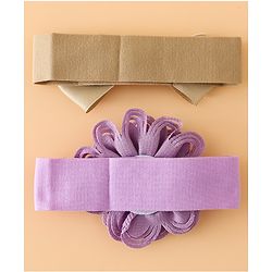 Babyhug Headbands Free Size With Bow & Floral Applique Pack Of 2 - Black & Khaki