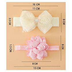 Babyhug Headbands Free Size With Bow & Floral Applique Pack Of 2 - Yellow & Pink